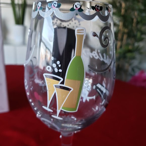 LOLITA "Love my Wine" Wedding Bride&Groom Wine glasses set - Picture 12 of 14